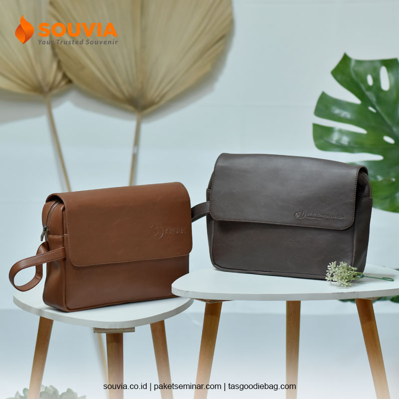 dompet pouch kulit sintetis tutup segiempat