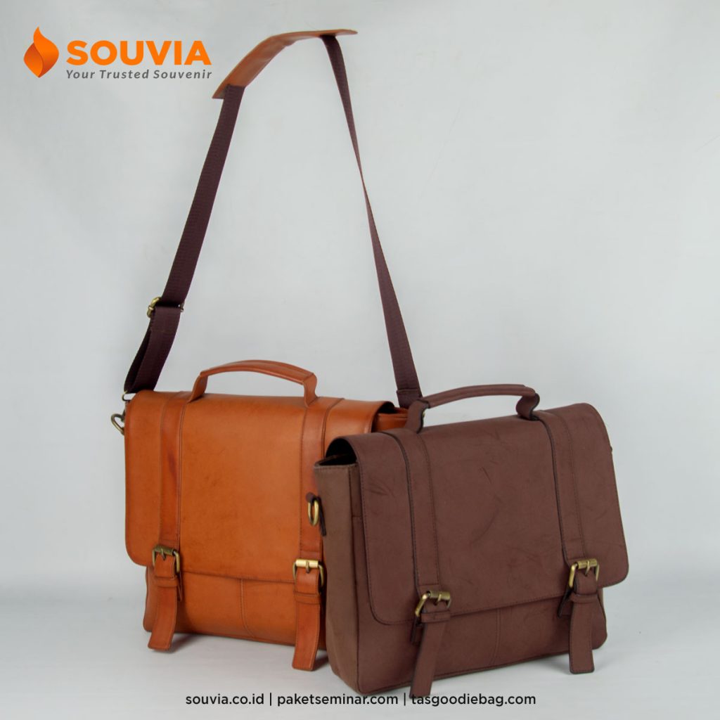 tas selempang kulit sintetis model messenger bag