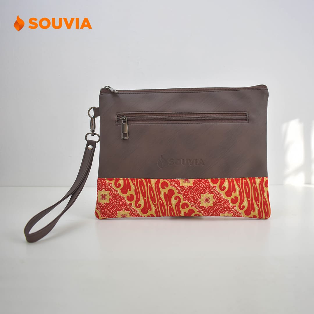 hadiah 17 agustus dompet clutch kulit batik dilengkapi resleting tampak depan