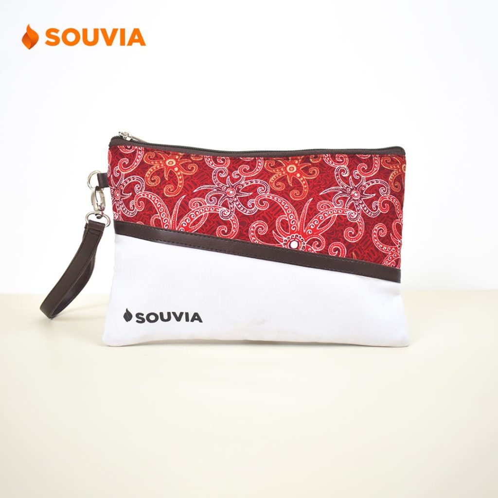 souvenir pouch batik kuanvas kulit tampak depan