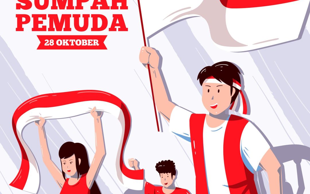 Desain ilustrasi poster kegiatan sumpah pemuda