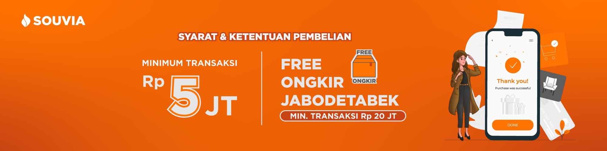 Banner syarat dan ketentuan transaksi SOUVIA versi mobile